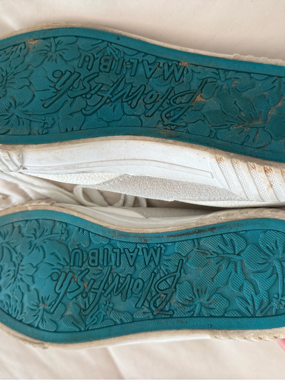 Blowfish White Sneakers with Teal Outsoles